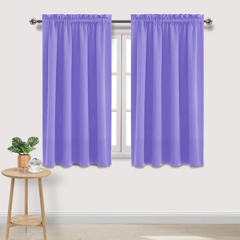 Curtains Heat Insulation Energy Saving Bedroom And Kitchen Curtains Scandinavian Solid Colour Silk Curtains, Purple
