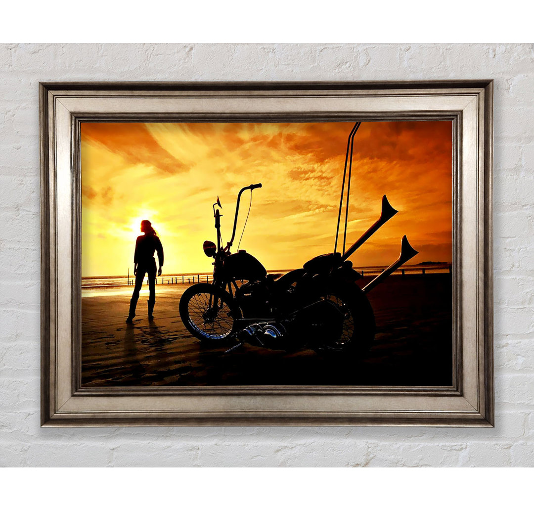 Harley Davidson Sonnenuntergang - Einzelner Bilderrahmen Kunstdrucke