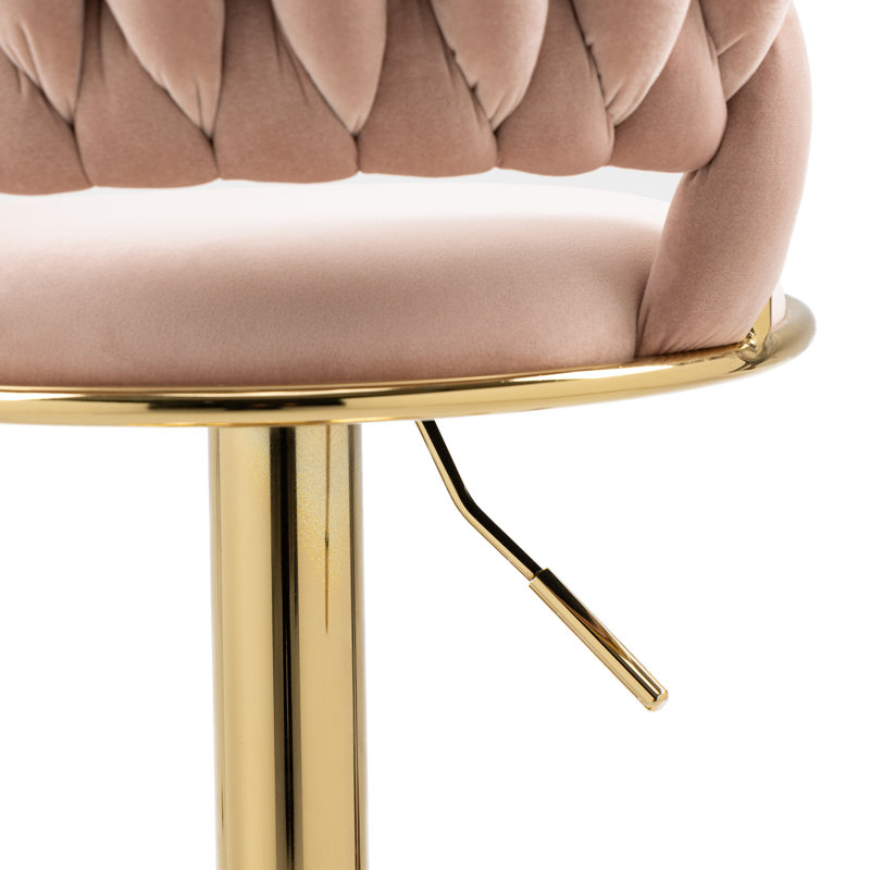 Ahnyla Swivel Upholstered Adjustable Height Counter Stool, Pink
