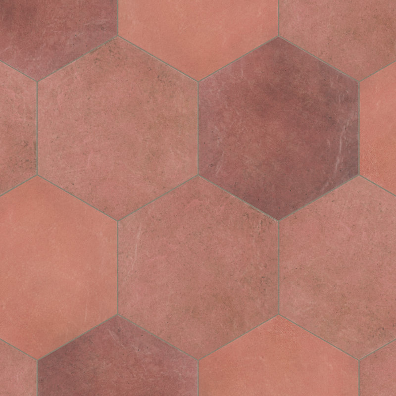 Heritage Hex 7" x 8" Porcelain Stone Look Wall & Floor Tile, Wine