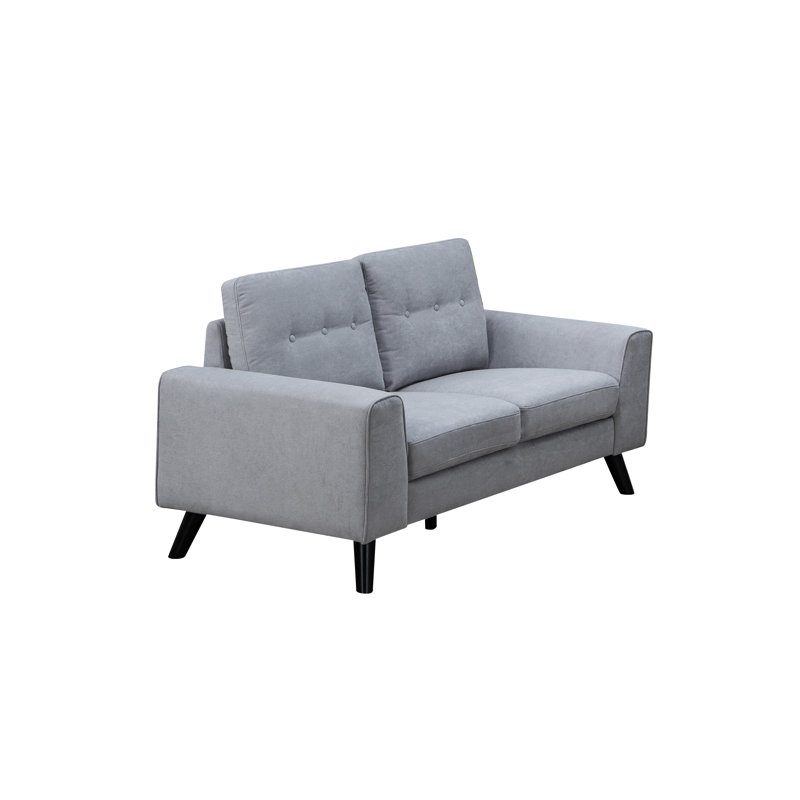 Causeuse à accoudoirs carrés 61,5 po Chenille, Chenille gris pâle