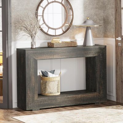 Console de style campagnard de 47 pouces avec rangement, meubles d'appoint industriels pour le hall d'entrée et le salon en noir rétro