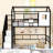 Twin Metal Loft Bed With Roof Design, Convenient Storage Case And Staircases-1825699333