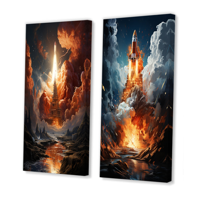 «Rocketship Celestial Choreography», 2 pièces, Toile tendue, H 32 po x l 32 po