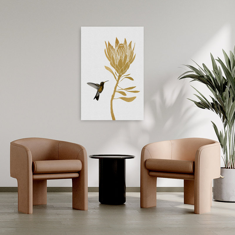 Contemporary Art Abstract Minimalist Butterfly Palm Tree Landscape Nature Art, 36" H x 24" W