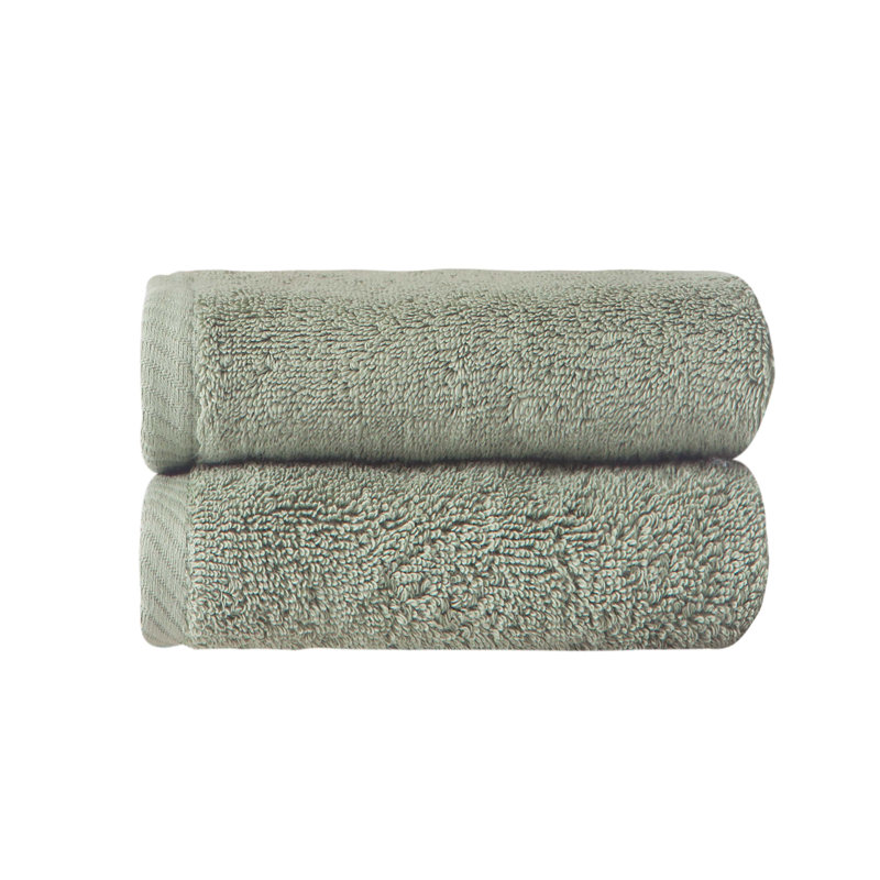 Dinis Turkish Cotton 2 Piece Hand Towel Set, Light Olive