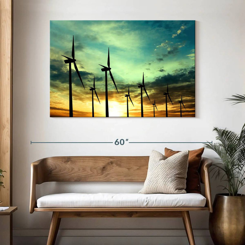 Lilie Windmills At Sunset, 32" H x 48" W