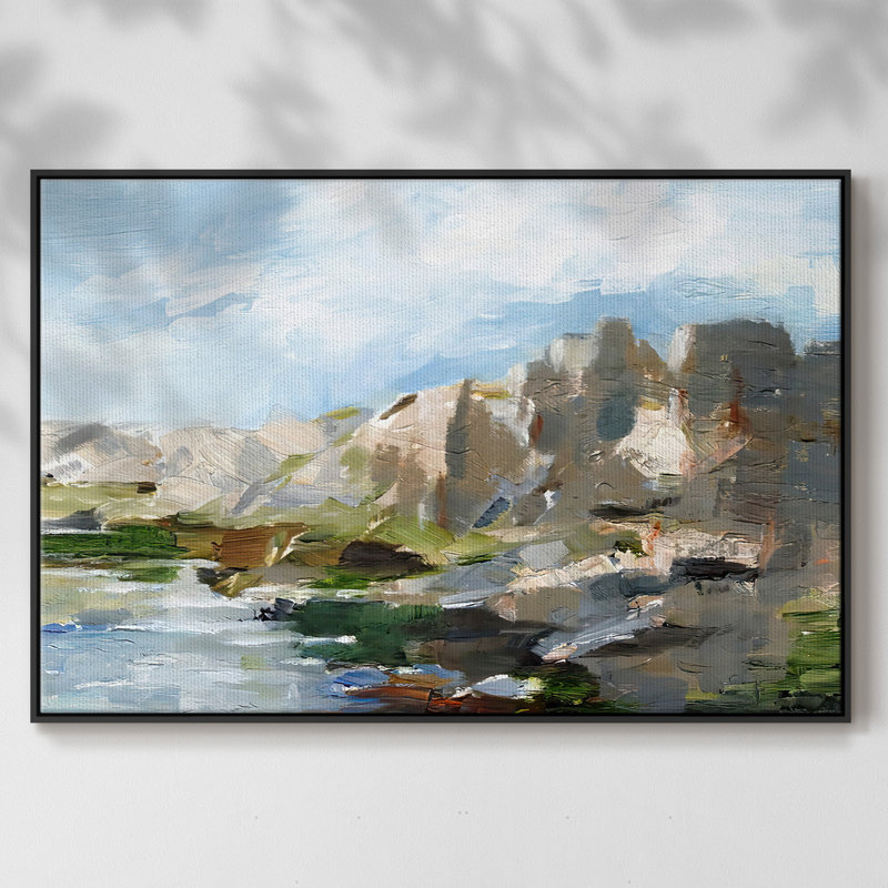 Western Cliff II, reproduction d'art sur toile, H 27 po x l 41 po x P 2 po, Noir