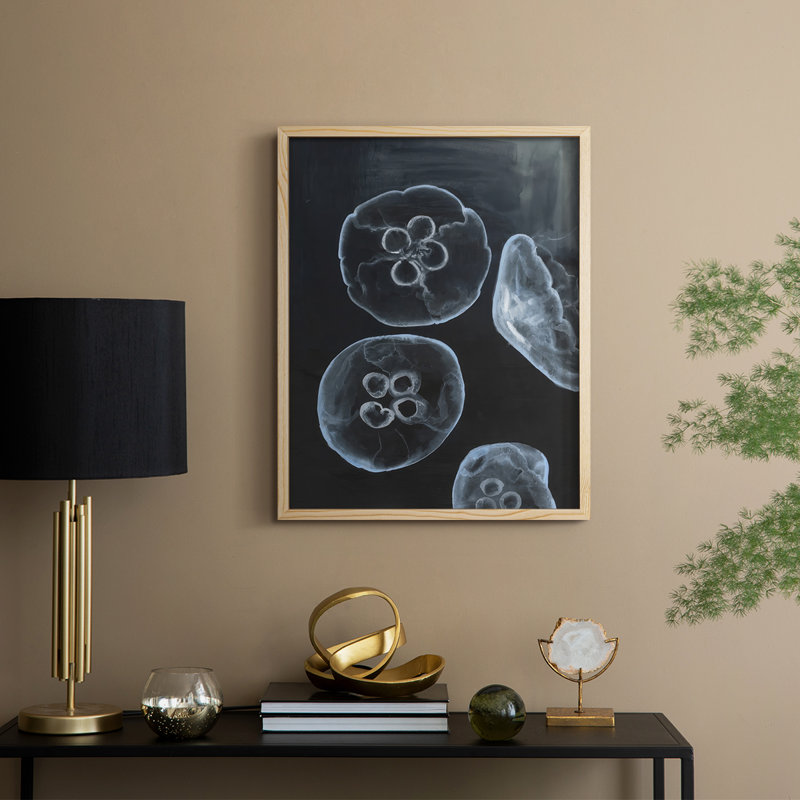 «Jellyfish Heaven II», reproduction encadrée - bois massif, Naturel, H 11 po x l 9 po