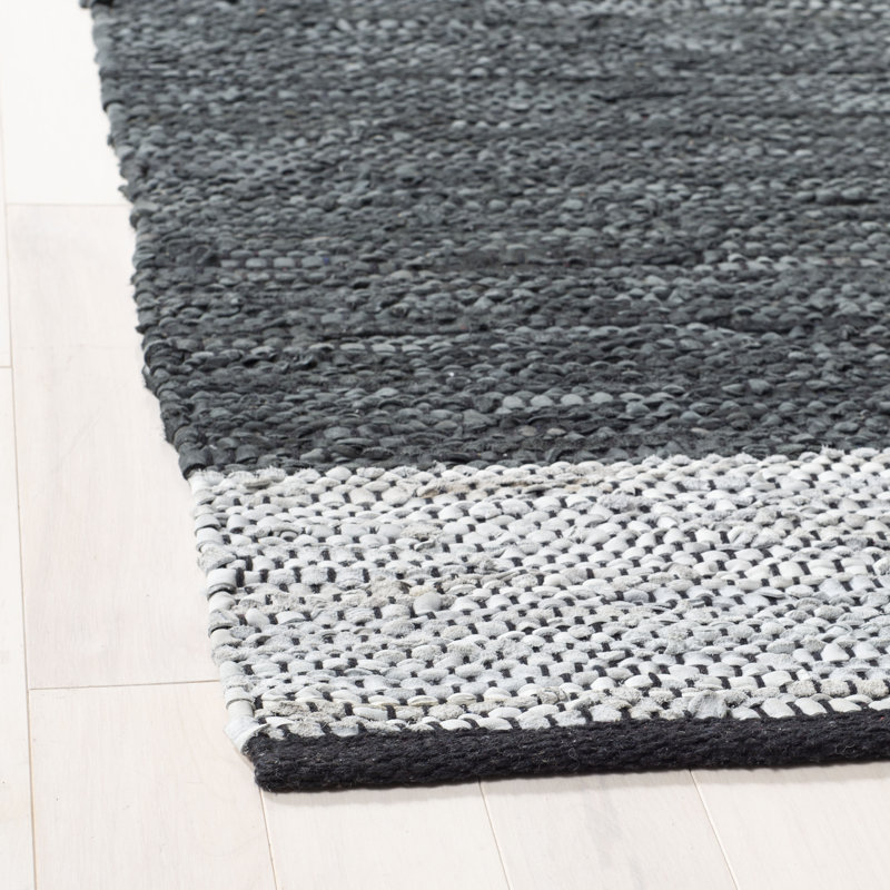 Tapis en cuir tissé à la main et en coton Mascarenas, Rectangle 6 pi x 9 pi