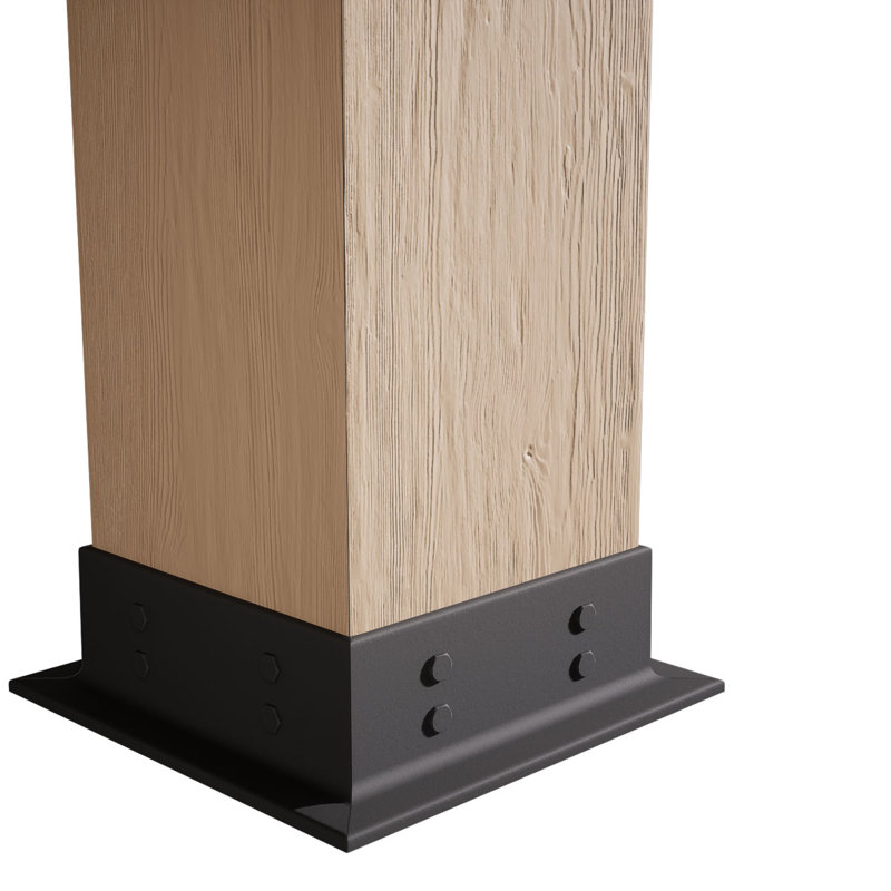 Enveloppe de colonne carrée Timberthane, H 144 po x l 6 po x P 6 po, Base et base en faux fer, Scié brut