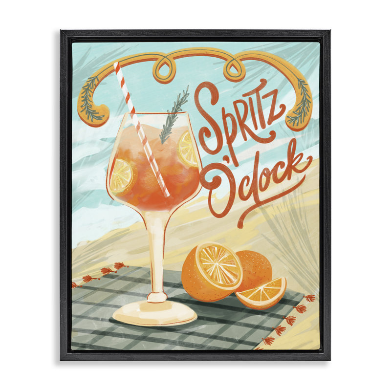 Cadre flottant à cocktail agrume Spirz O'Clock, design par Connie Summers, 21 x 17, Jet Black Floater Framed