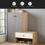 Banc et range-chaussures multifonctionnels, range-chaussures avec banc, tablettes réglables pour le couloir, le vestibule, blanc et gris