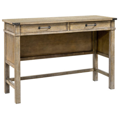 Occasional Table With 2 Drawers - Solid Wood Frame, Reclaimed Natural Finish Drawer Compartments Finish, Dark Hardware