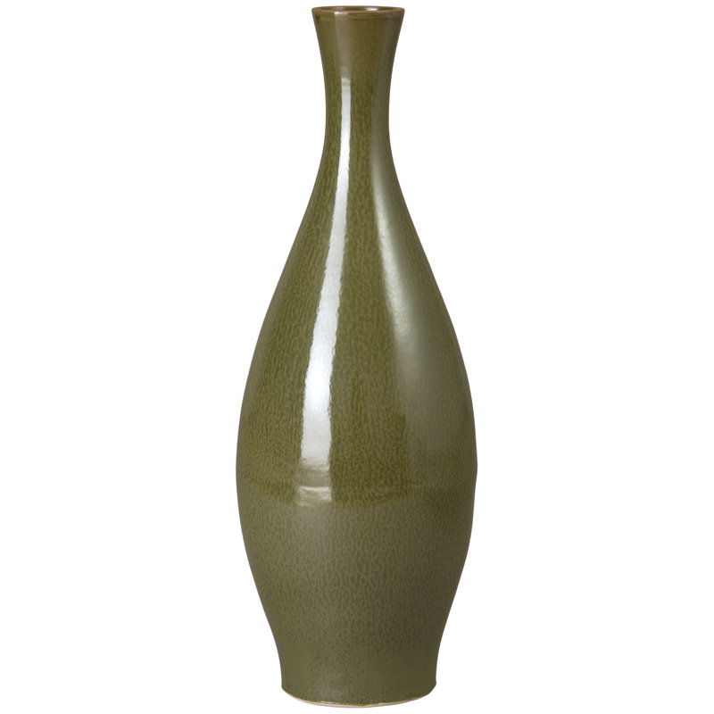 Vase en céramique H 31 po, Vert, H 31 po x l 11 po x P 11 po
