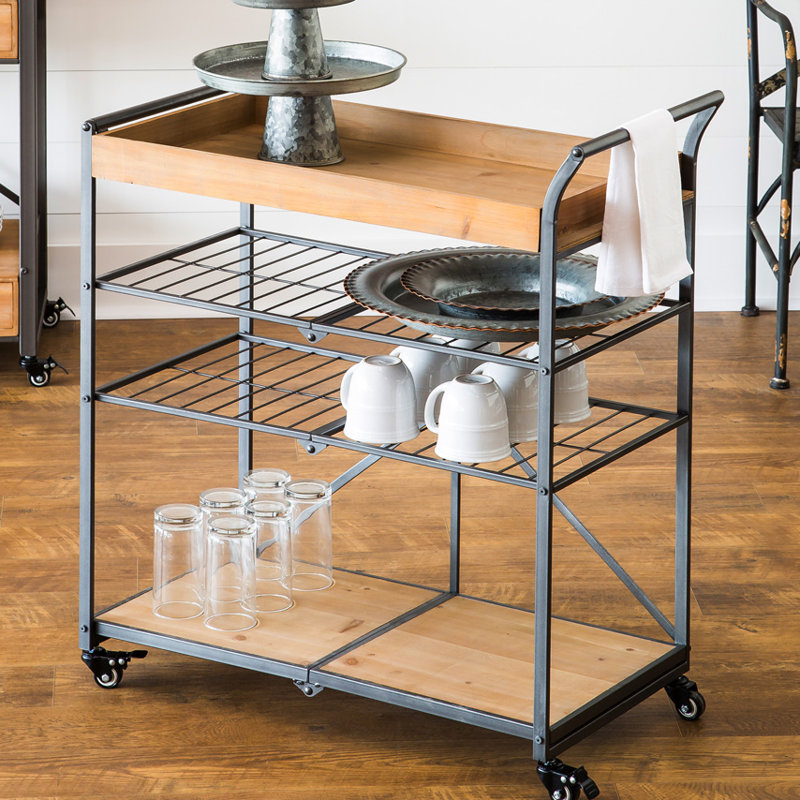 Chariot-bar pliant en bois Dovenby