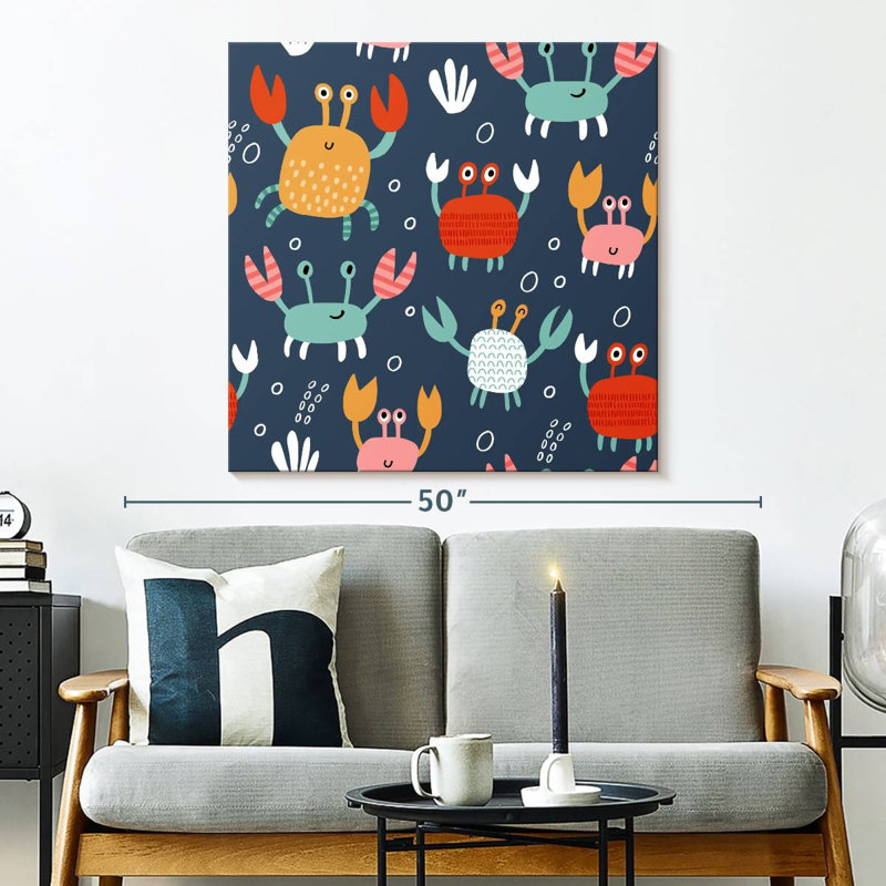 Ashelle Pattern Of Cute Crabs, 33" H x 33" W