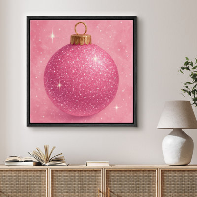 Ornement de paillettes roses sur fond doux rosé - impression d'art sur toile encadrée