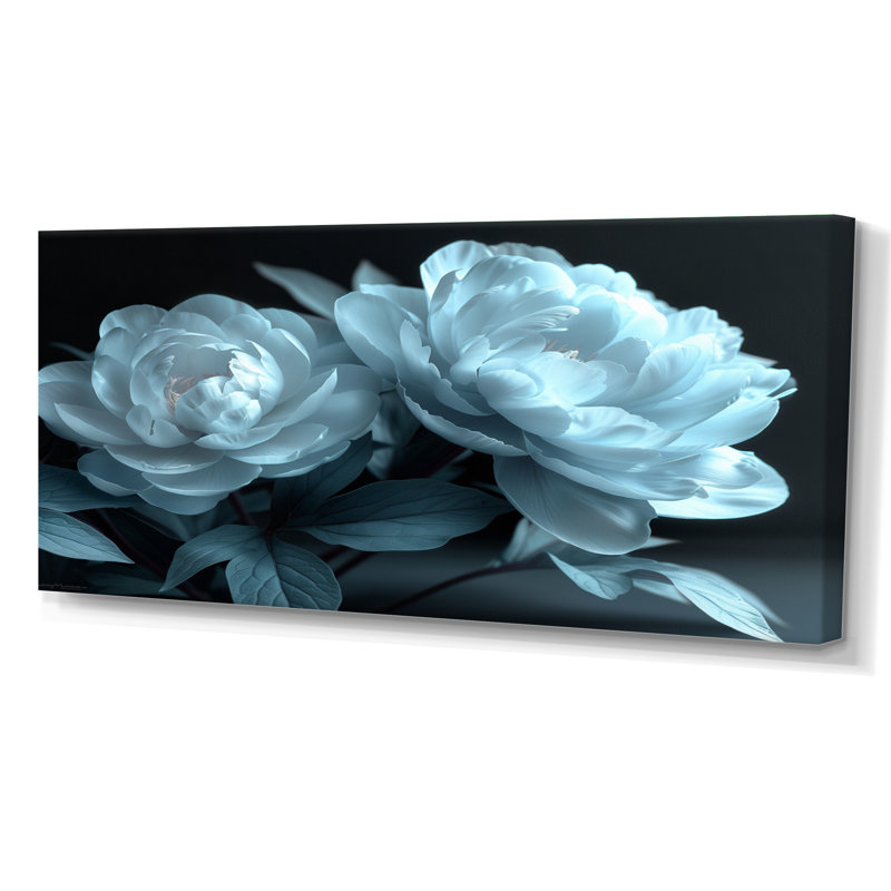 Art mural bleu pivoines bleues Natures Nuance I - pivoines, Toile tendue, H 12 po x l 20 po
