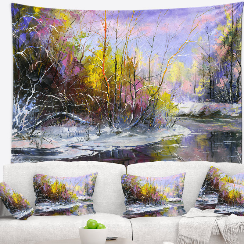 Tapisserie de la rivière d'automne, H 50 po x l 60 po