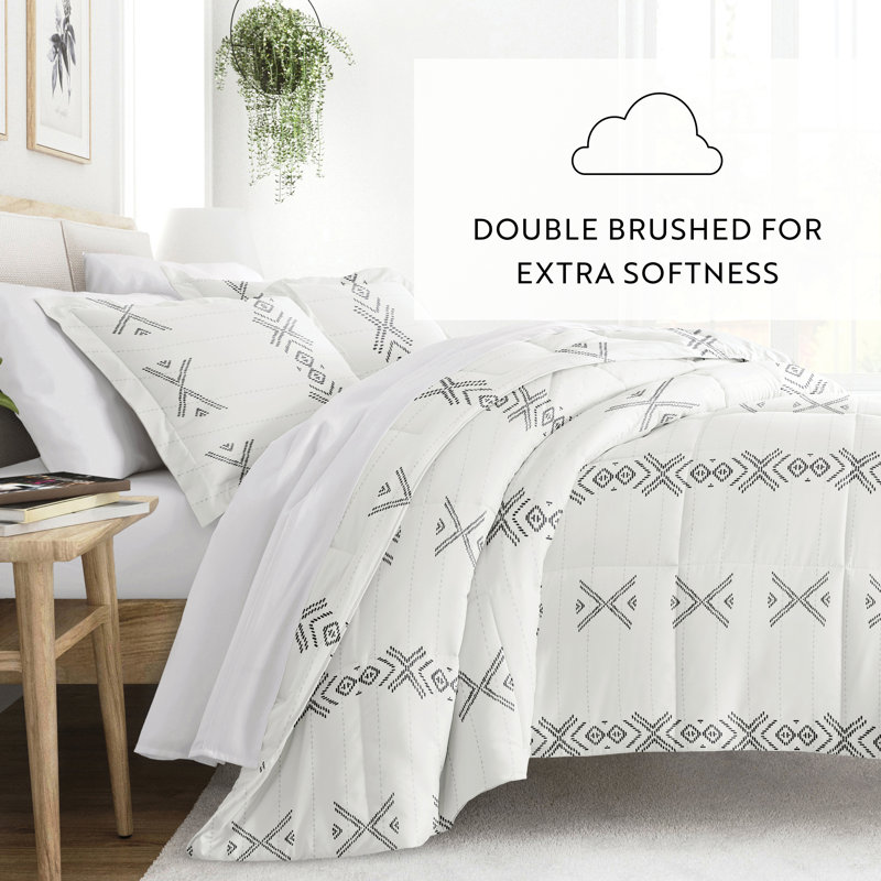 Gray and White Microfiber Down Alternative Full Comforter Set