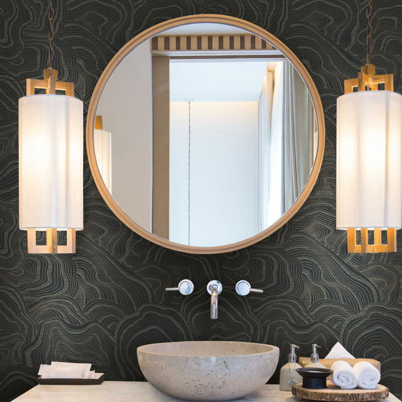 Geodes Abstract Metallic Wallpaper Double Roll, Black