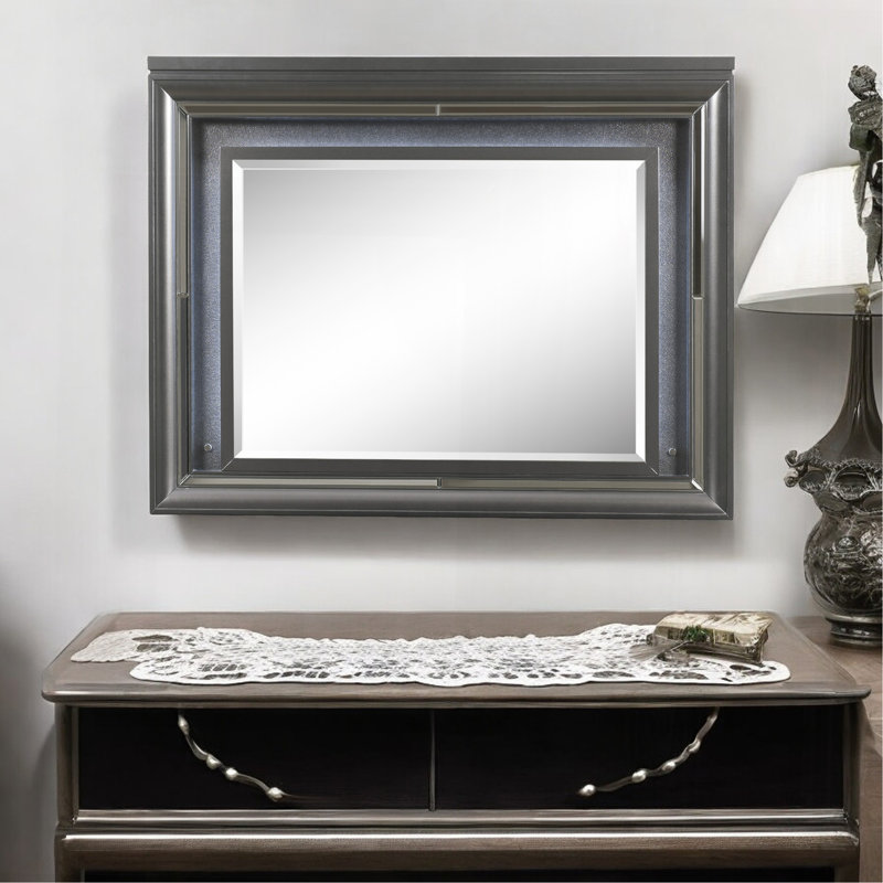 Miroir à finition gris métallique avec DEL