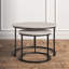 Ensemble de 2 tables gigognes rondes, tables basses empilables grises avec cadre en métal pour le salon-754726714