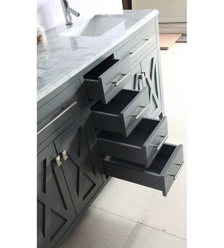 Base de meuble-lavabo double 59,06 po seulement en blanc, gris