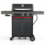 Barbecue au propane à 4 brûleurs avec brûleur latéral infrarouge de marque Brand-man - Cuisine extérieure tout-en-un, 3 grilles interchangeables en fonte et armoire de rangement, noir mat