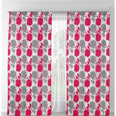 Panneau de rideau simple semi-diaphane avec passe-tringle Floral