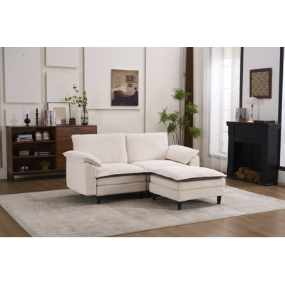 Canapé modulaire en L 70,87 po à deux tons avec repose-pieds Cloud & White
