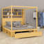 Canopy bed frame with bookcase headboard, usb outlets and led lights, storage cubbies, footboard drawer and reversible rack-2114065323-2114065324