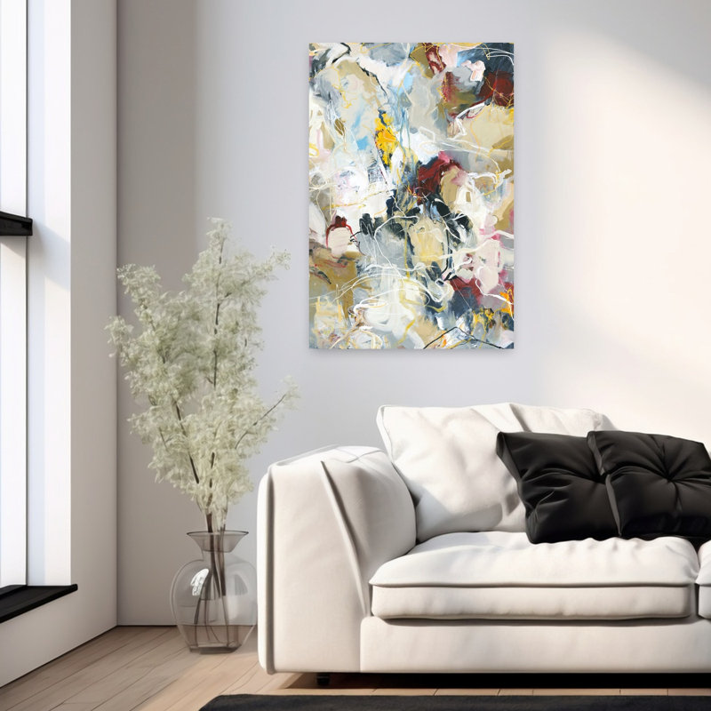 Art abstrait contemporain, H 36 po x l 24 po