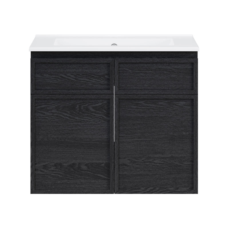 Meuble-lavabo mural 24 po St. Tropez, Noir, 24", Blanc