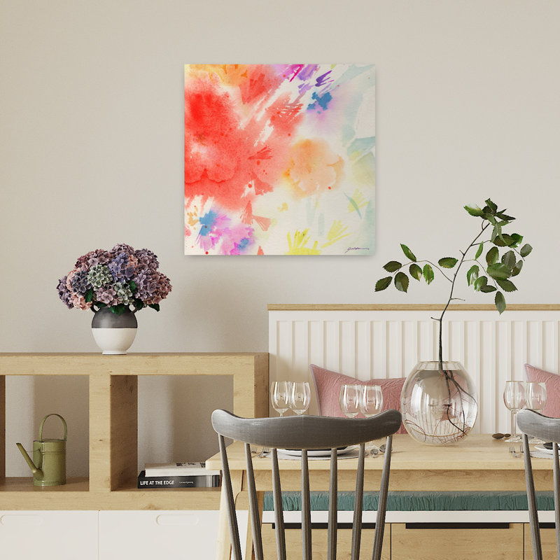 Summer Glory, art floral contemporain, H 18 po x l 18 po
