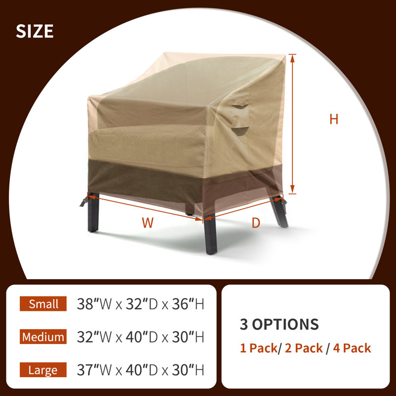 Housse pour chaise de patio, H 30 po x l 37 po x P 40 po