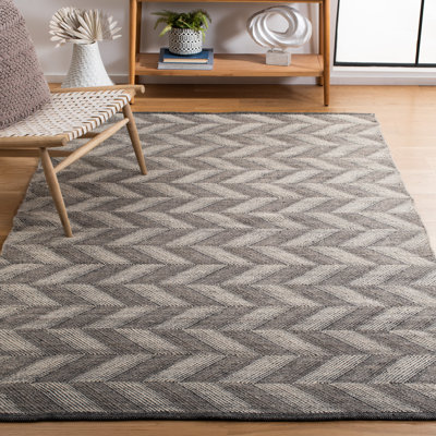 Kilim Flat Weave Wool Chevron Rug