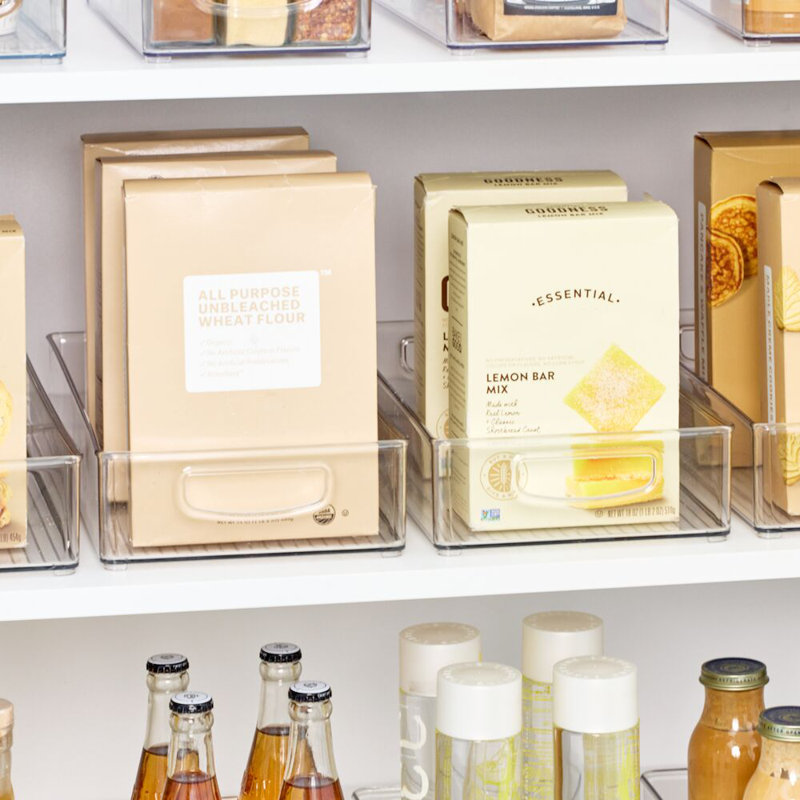 Ensemble de 2 paniers de rangement pour garde-manger empilables avec poignées iDesign - Transparent
