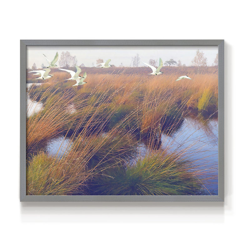 Marshland Hues II - Reproduction encadrée - Restickable, Gris, H 11 po x l 14 po
