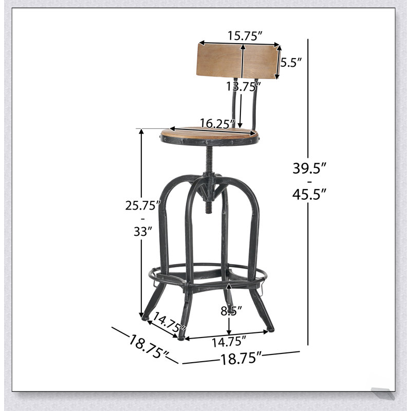 Tabouret de bar pivotant avec bois de sapin, siège en similicuir capitonné à losanges et hauteur réglable pour plus de confort et de style