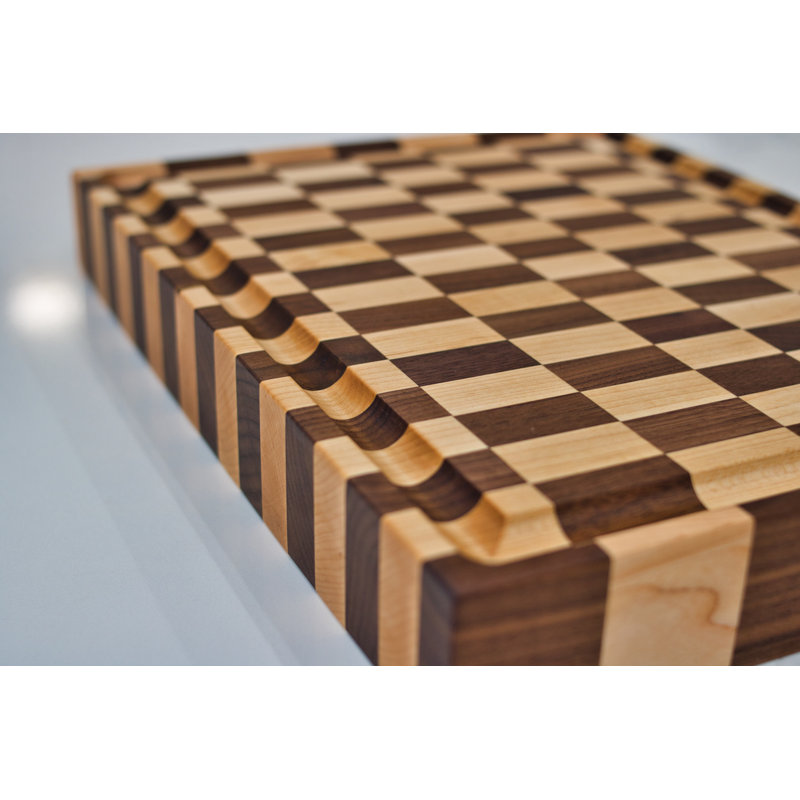 Solid Walnut And Maple Checkerboard Design Cutting Board