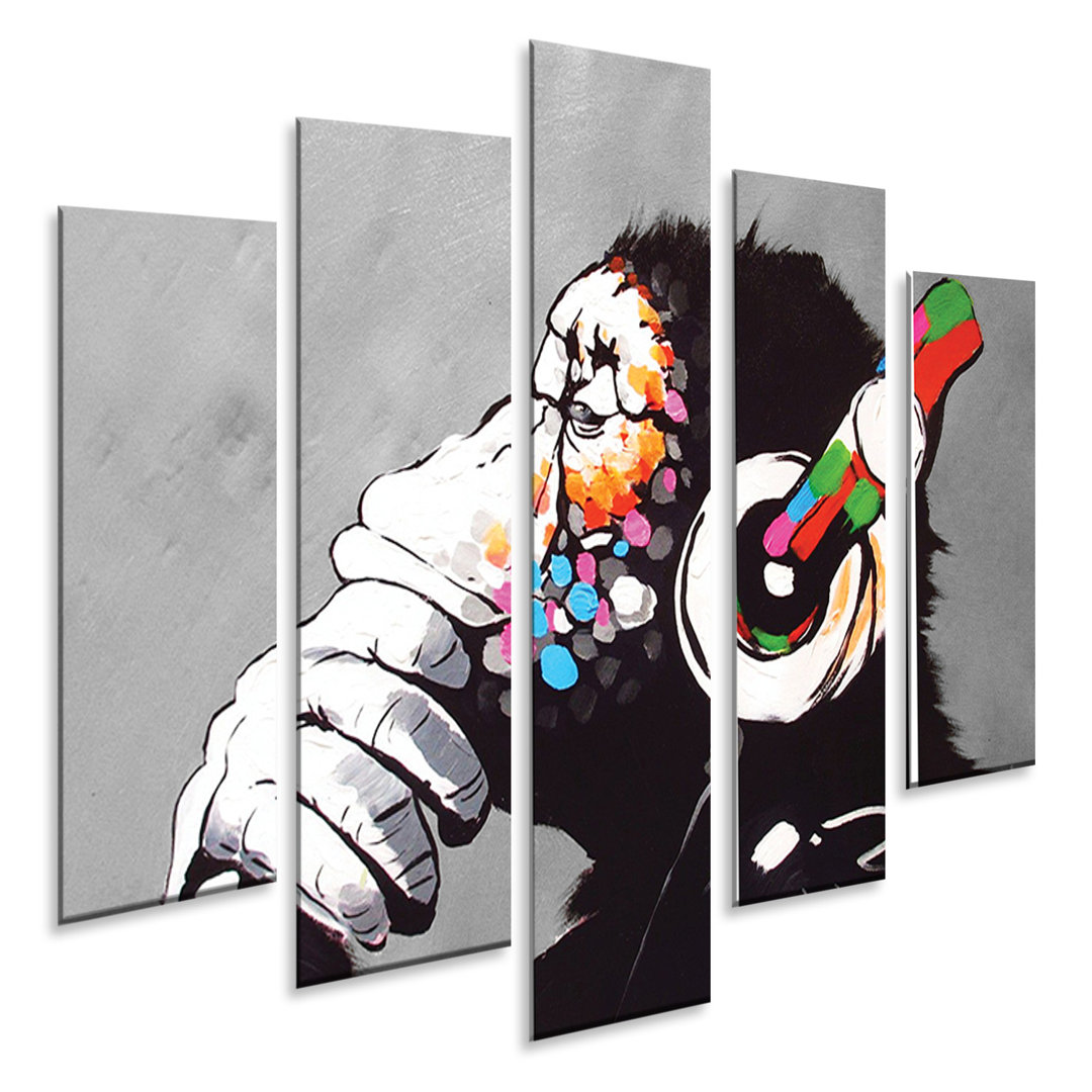 5-tlg. Kunststoffbilder-Set Dj Monkey von Banksy