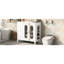 Meuble-lavabo blanc de 36 pouces avec 2 portes à fermeture douce, 3 tiroirs, structure en bois massif, verre translucide, style moderne, grand espace de rangement pour les articles de toilette