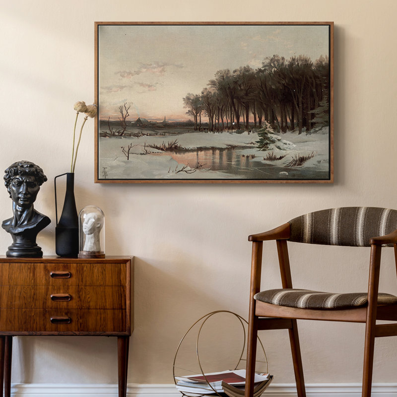 Paysage rétro - CCLXIX, H 25 po x l 37 po x P 2 po, Toile encadrée noyer flottant
