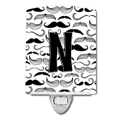 Moustache Initial Ceramic Night Light