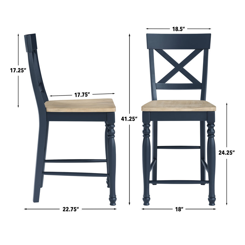 Darcy Solid Wood Counter Chair, Midnight Blue