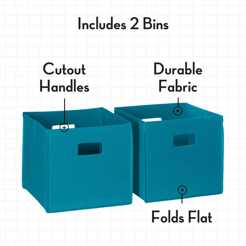Turquoise Collapsible Kids Storage Cube Set with Handles