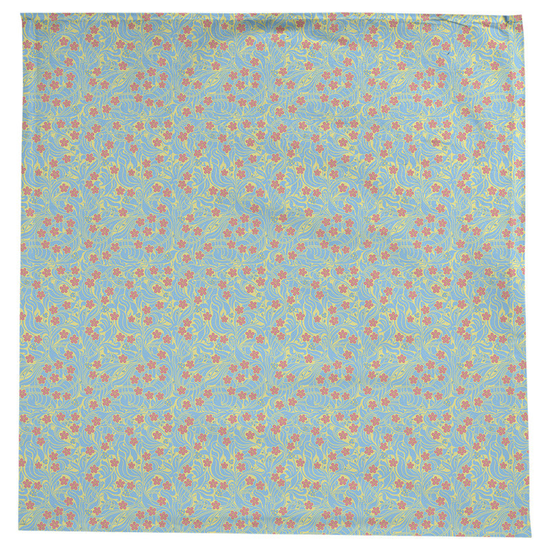 Leffel Swirly Floral Tablecloth, Yellow/Blue/Pink