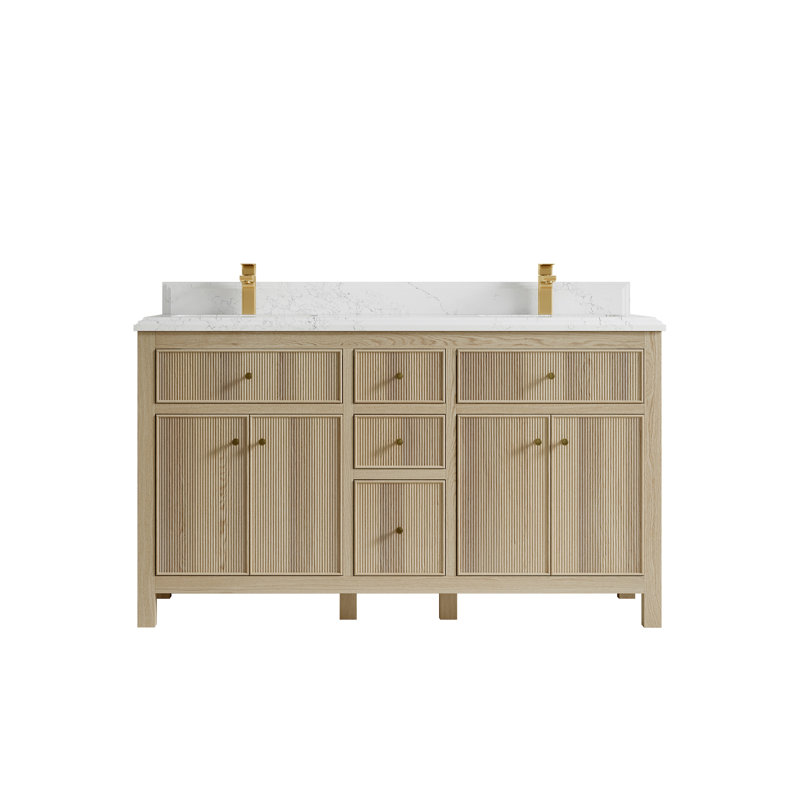 Meuble-lavabo double 60 po avec comptoir en quartz 60 po